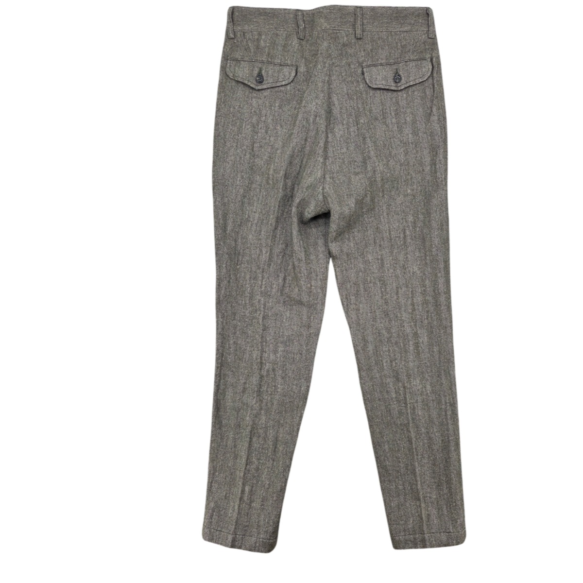 MILWORKS East Harbour Surplus grey double pleated trousers with buttoned back pockets, made in Italy.
