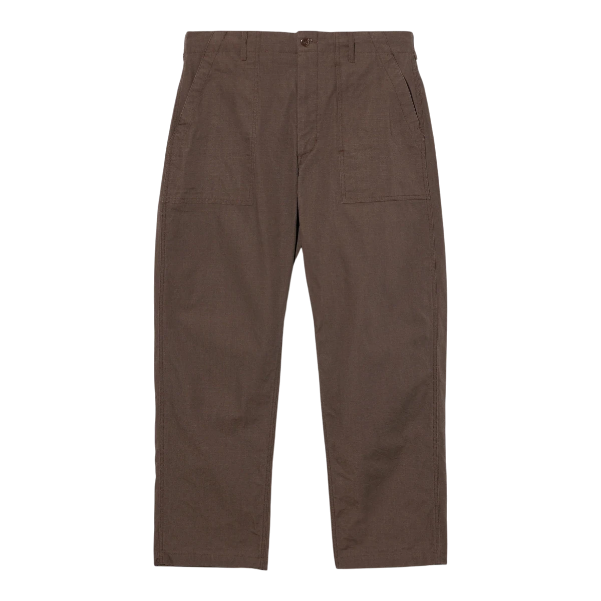 EG dark brown heavyweight cotton ripstop fatigue pants with front patch pockets