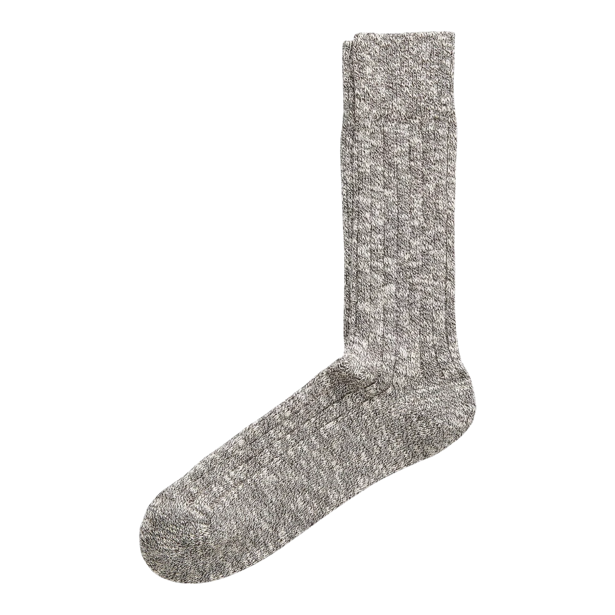 RRL dark brown marled stretch cotton-blend crew socks with ribbed cuffs, made in Italy.