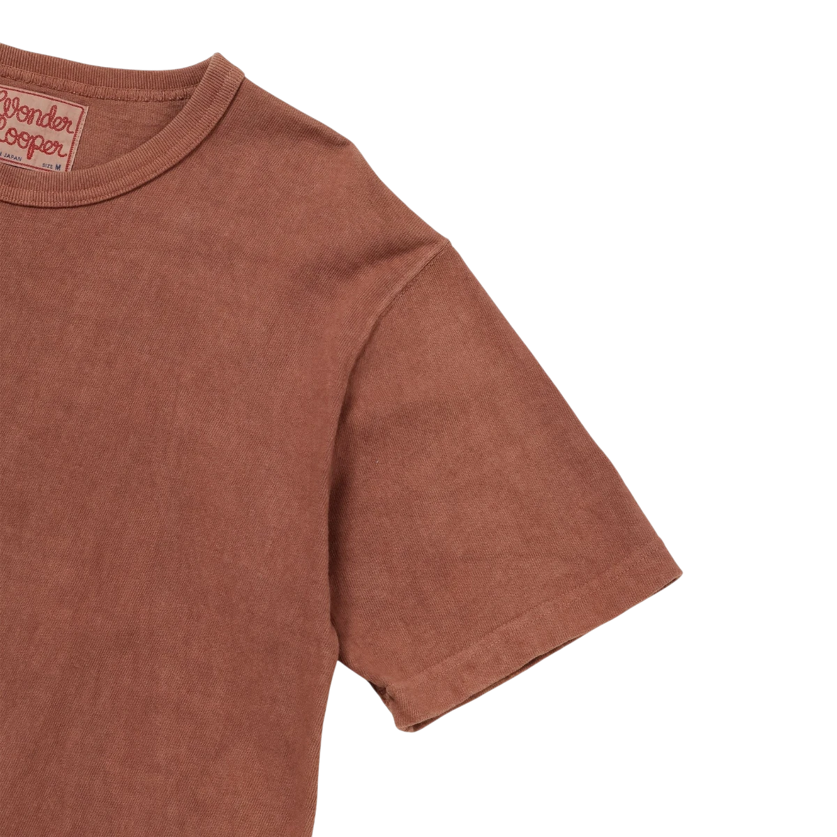 Wonder looper Amami hand-dyed recycled cotton slub t-shirt in a warm rosy brown with a textured jersey finish.