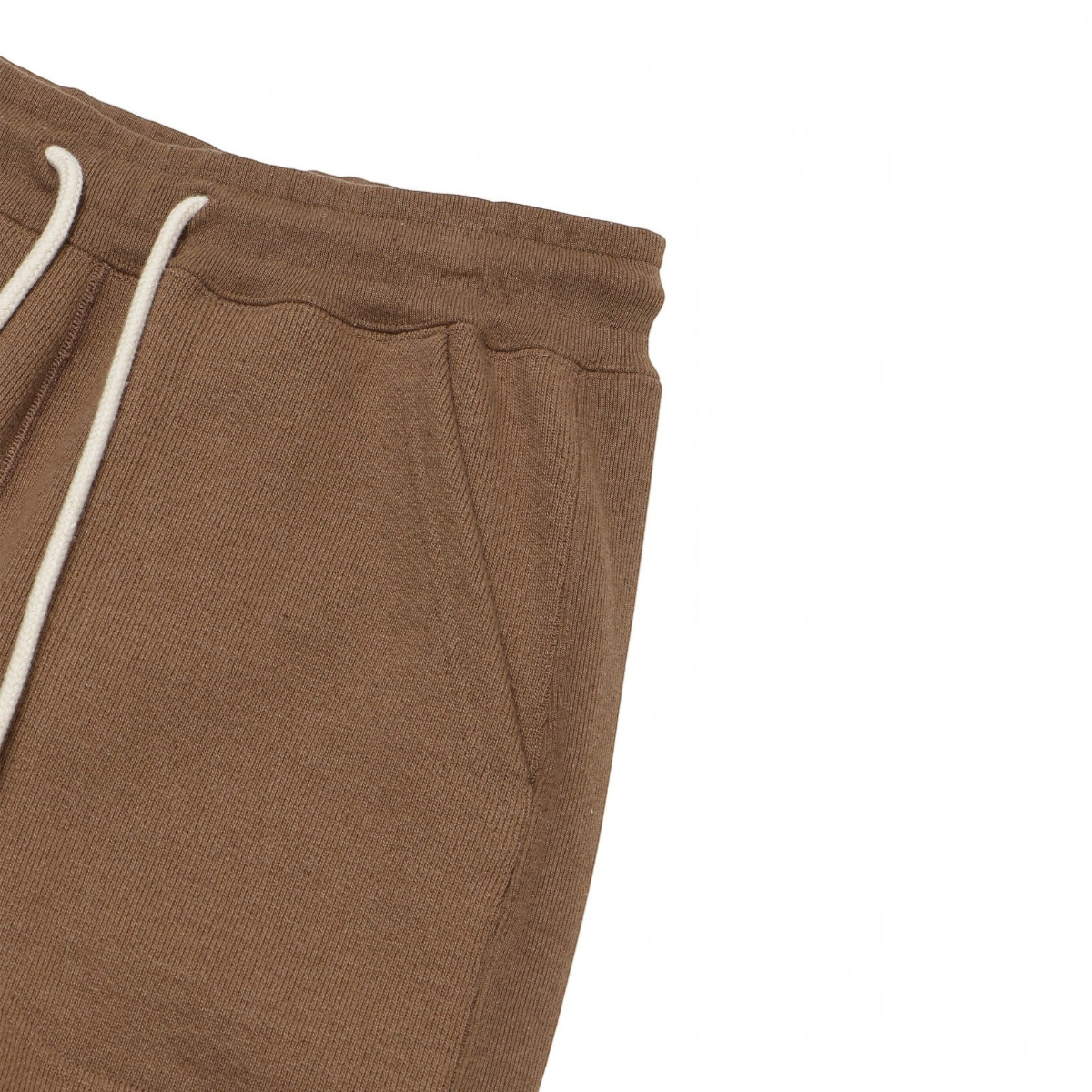 milworks.momyote brown heavy French terry sweatpants with drawstring waist and slash pocket detail