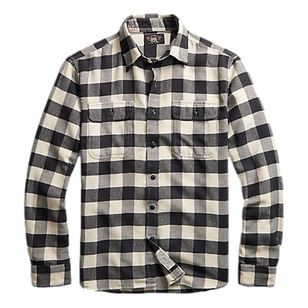 Buffalo Check Twill Workshirt Black Cream - Shirt