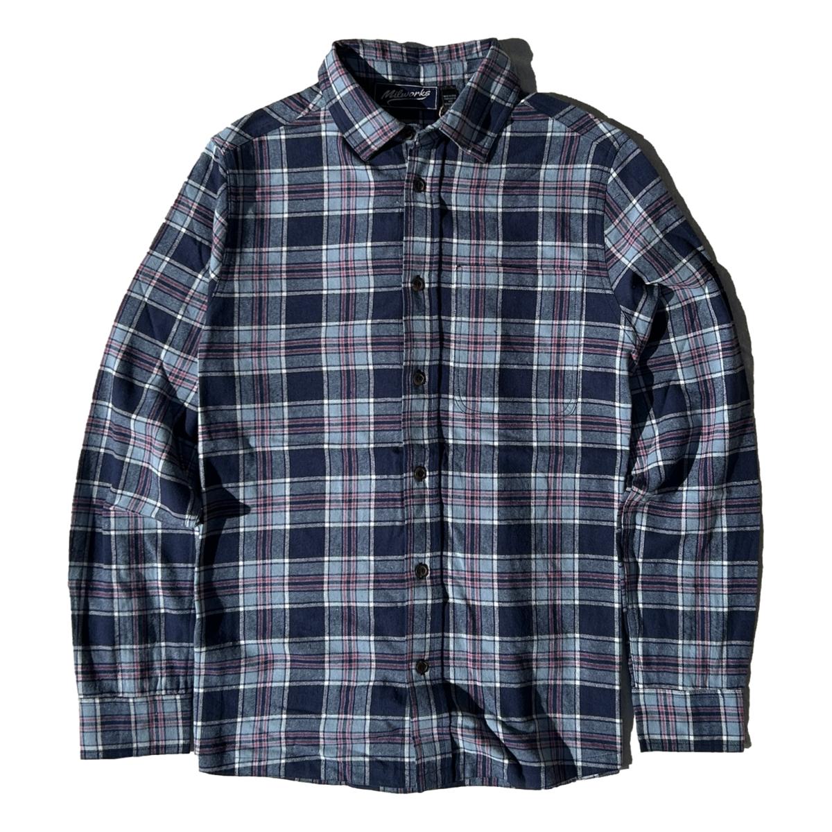Classic Brushed Flannel Shirt Navy &amp; Sky Plaid - Flannel