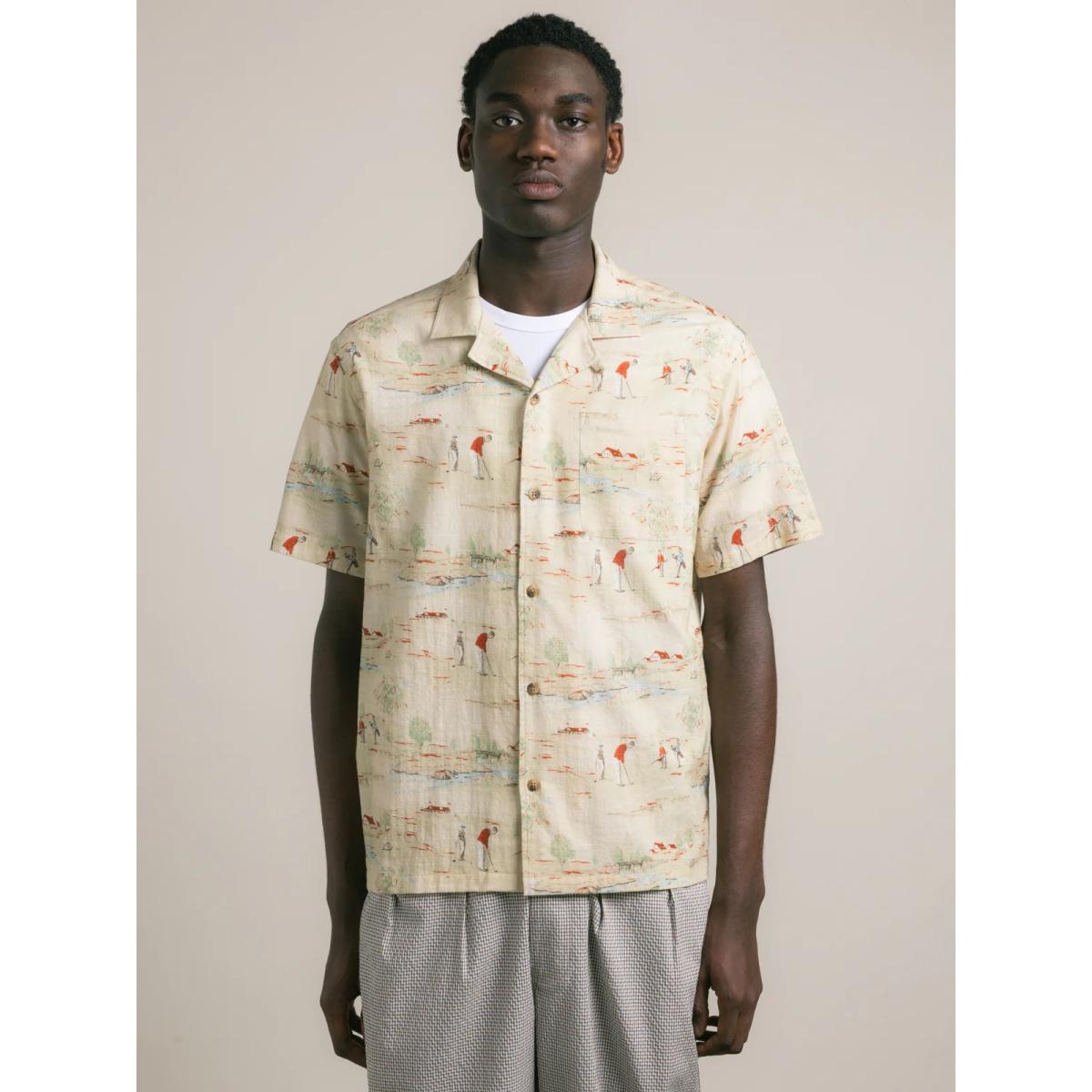 Crammond Shirt in Oatmeal Golf Print - Shirts