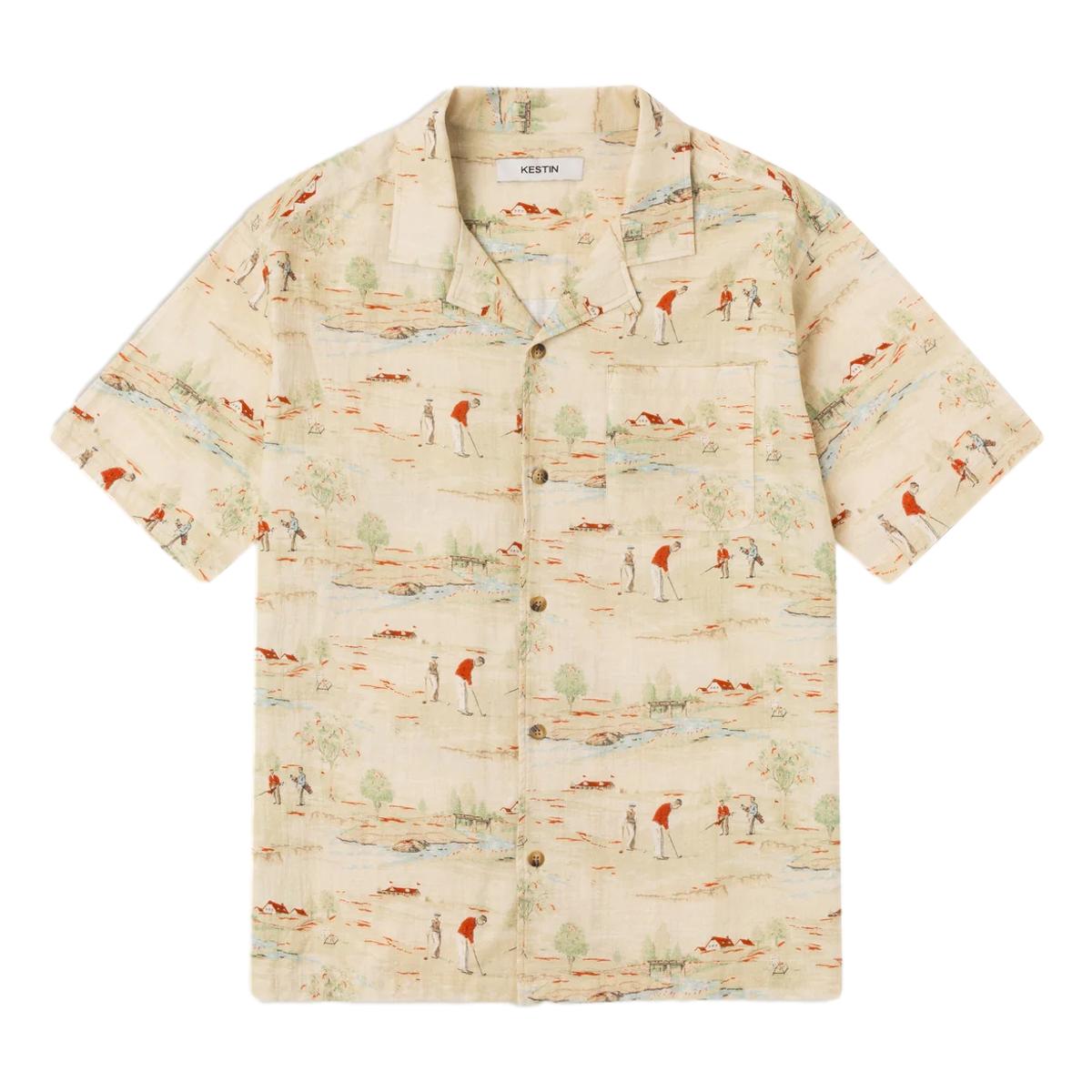 Crammond Shirt in Oatmeal Golf Print - Shirts