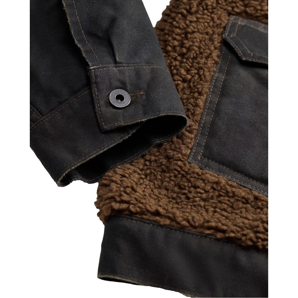 Fleece-Paneled Canvas Jacket Vintage Black Brown - Jacket