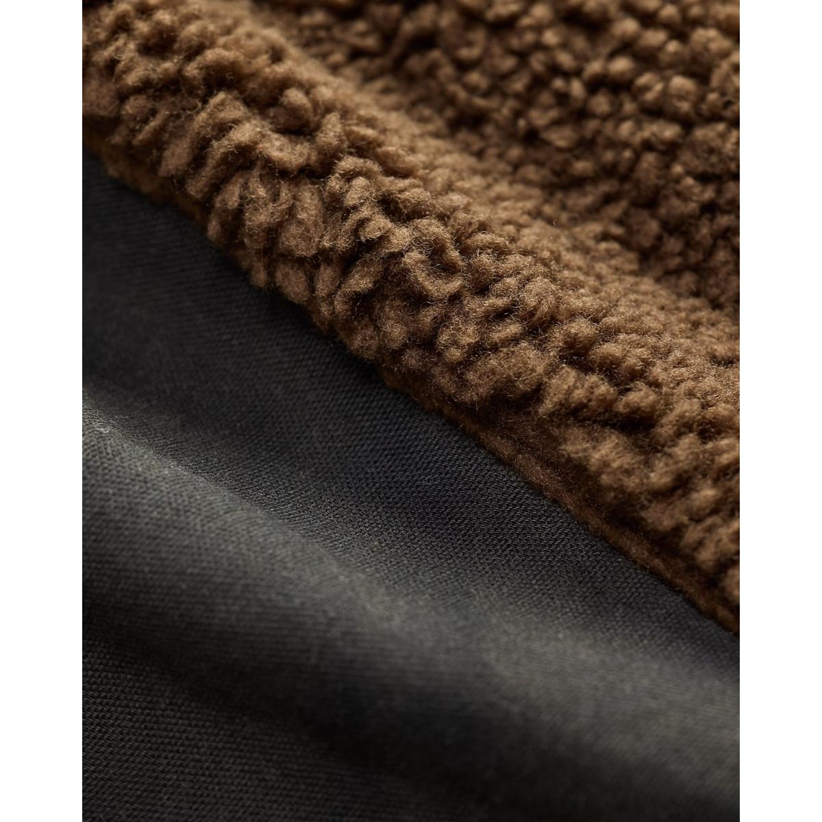 Fleece-Paneled Canvas Jacket Vintage Black Brown - Jacket
