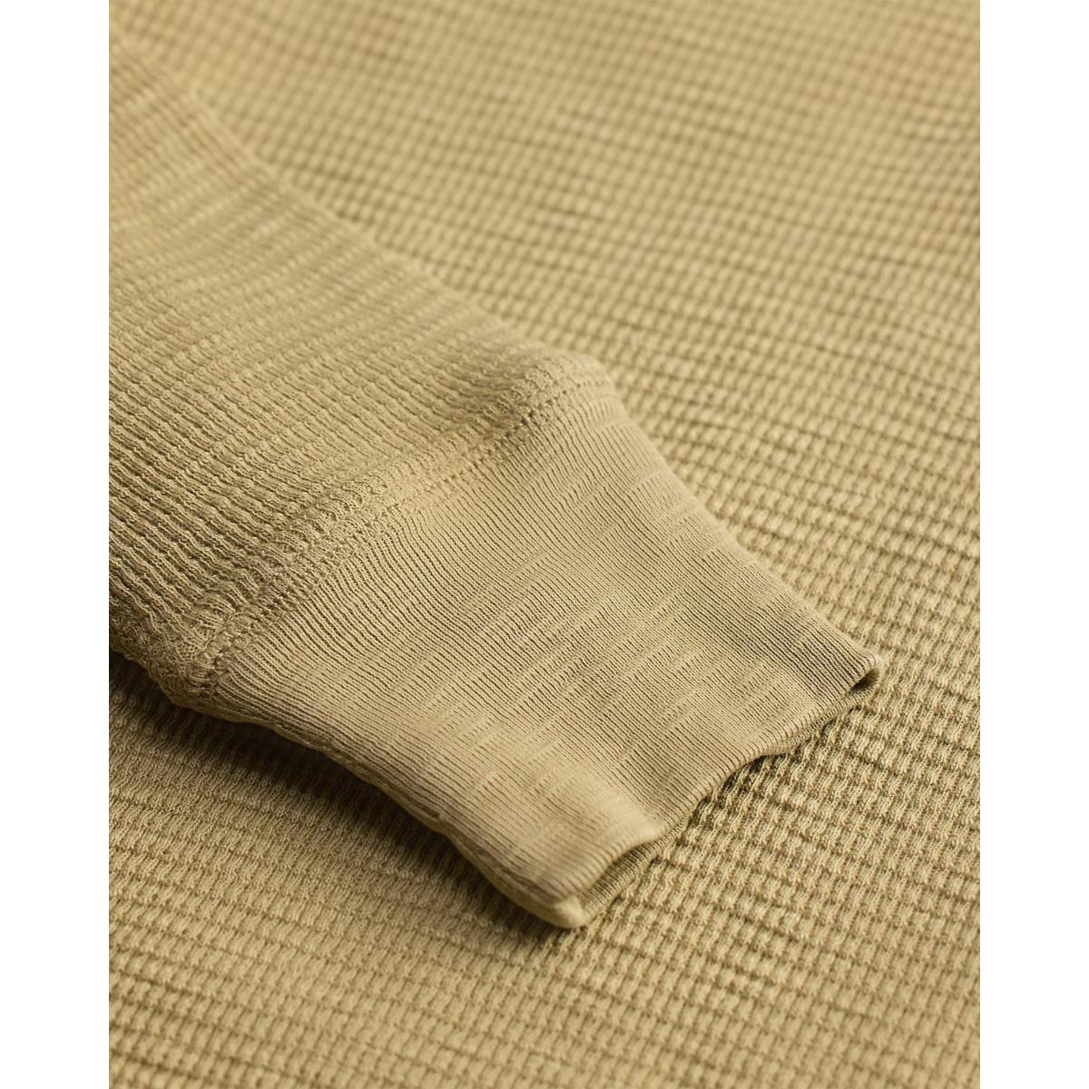 Garment-Dyed Waffle-Knit Henley Shirt Spring Beige - Henley