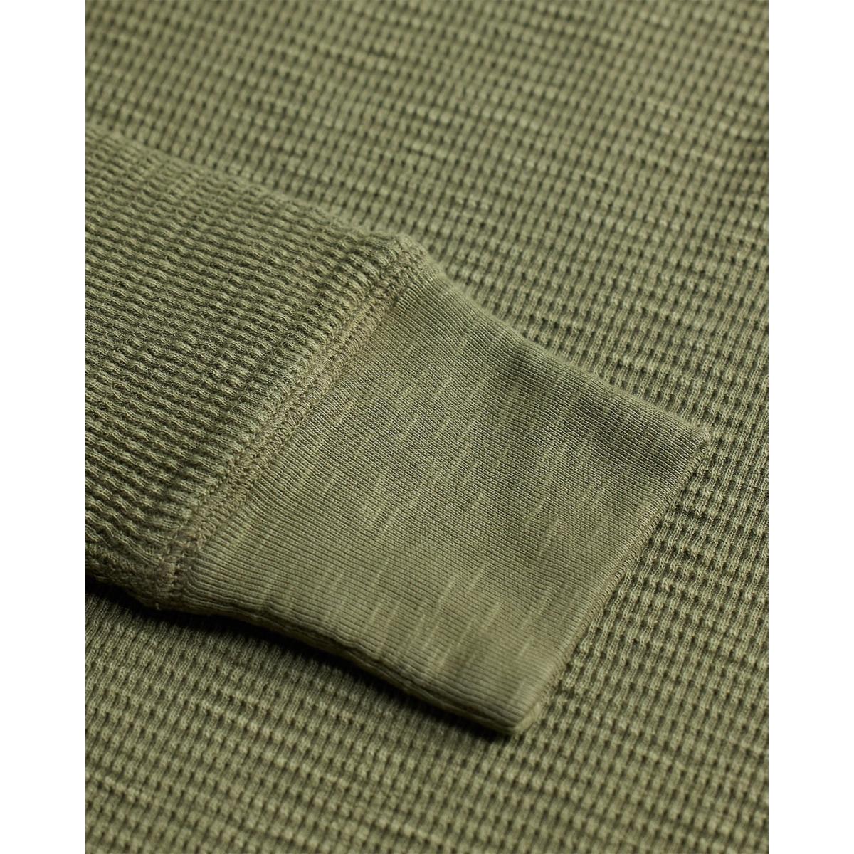 Garment-Dyed Waffle-Knit Henley Shirt True Green - Henley