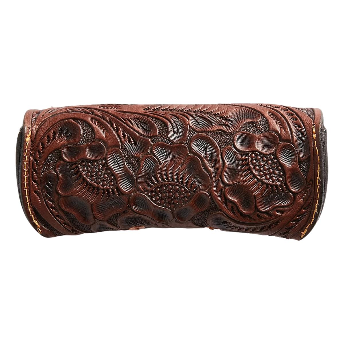 Hand-Tooled Leather Eyeglass Case - Glasses case