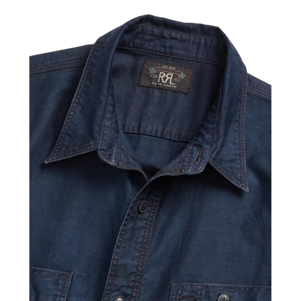 Indigo Cotton-Linen Sateen Workshirt - Shirt