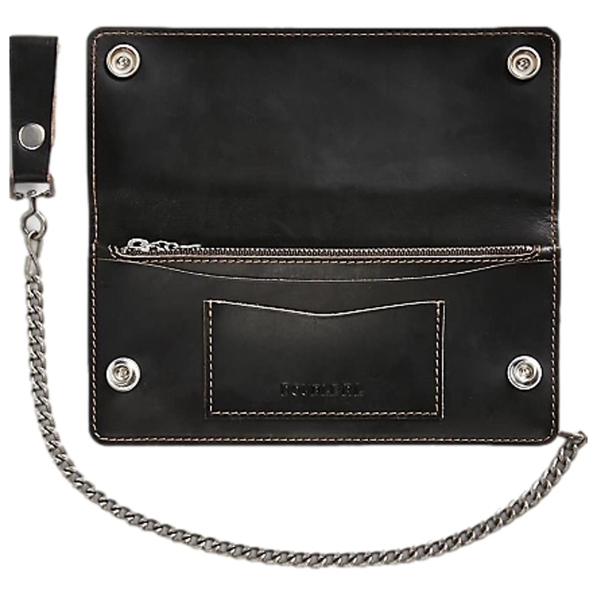 Leather Chain Wallet Black Over Brown - Wallet