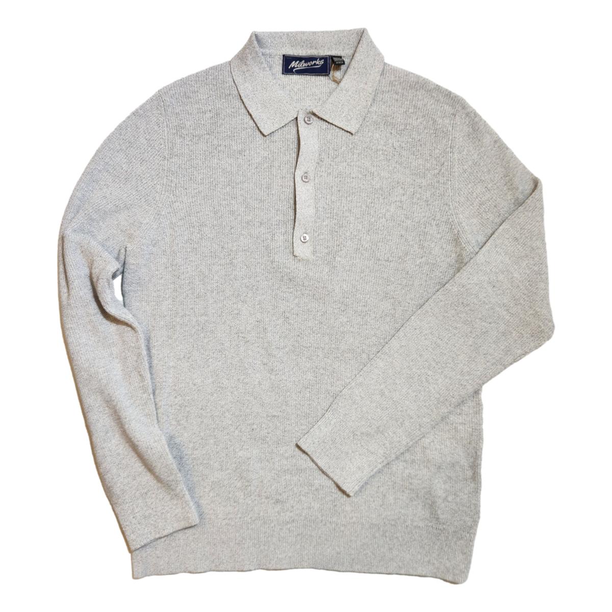 Long-Sleeve Polo Sweater Granite - sweater