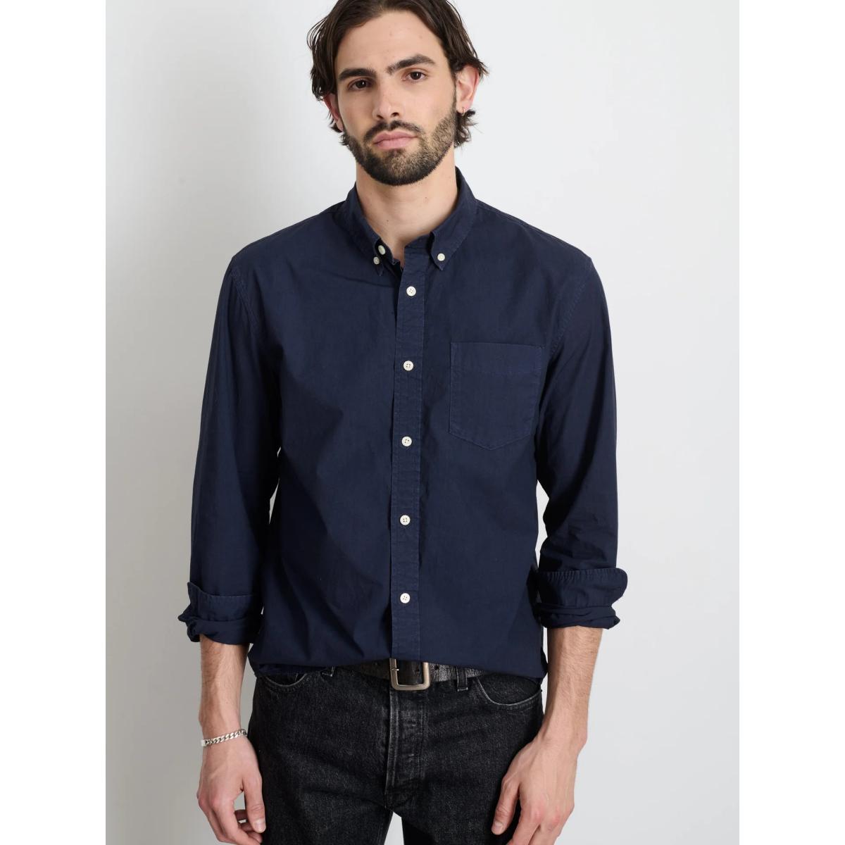 Mill Shirt Cotton Poplin Dark Navy - Shirts