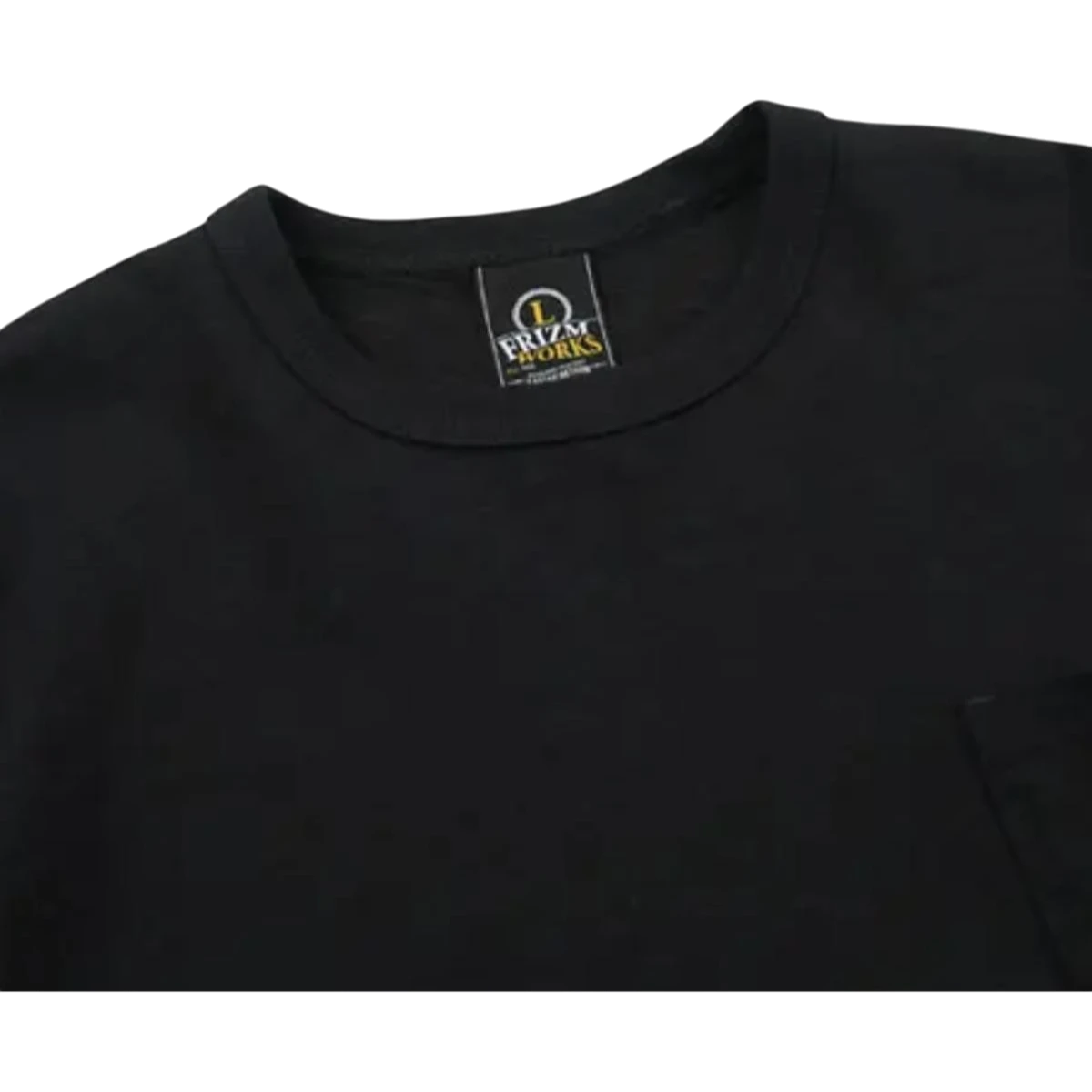 MILWORK Black slub cotton crew neck pocket tee with a relaxed fit and lived-in texture.