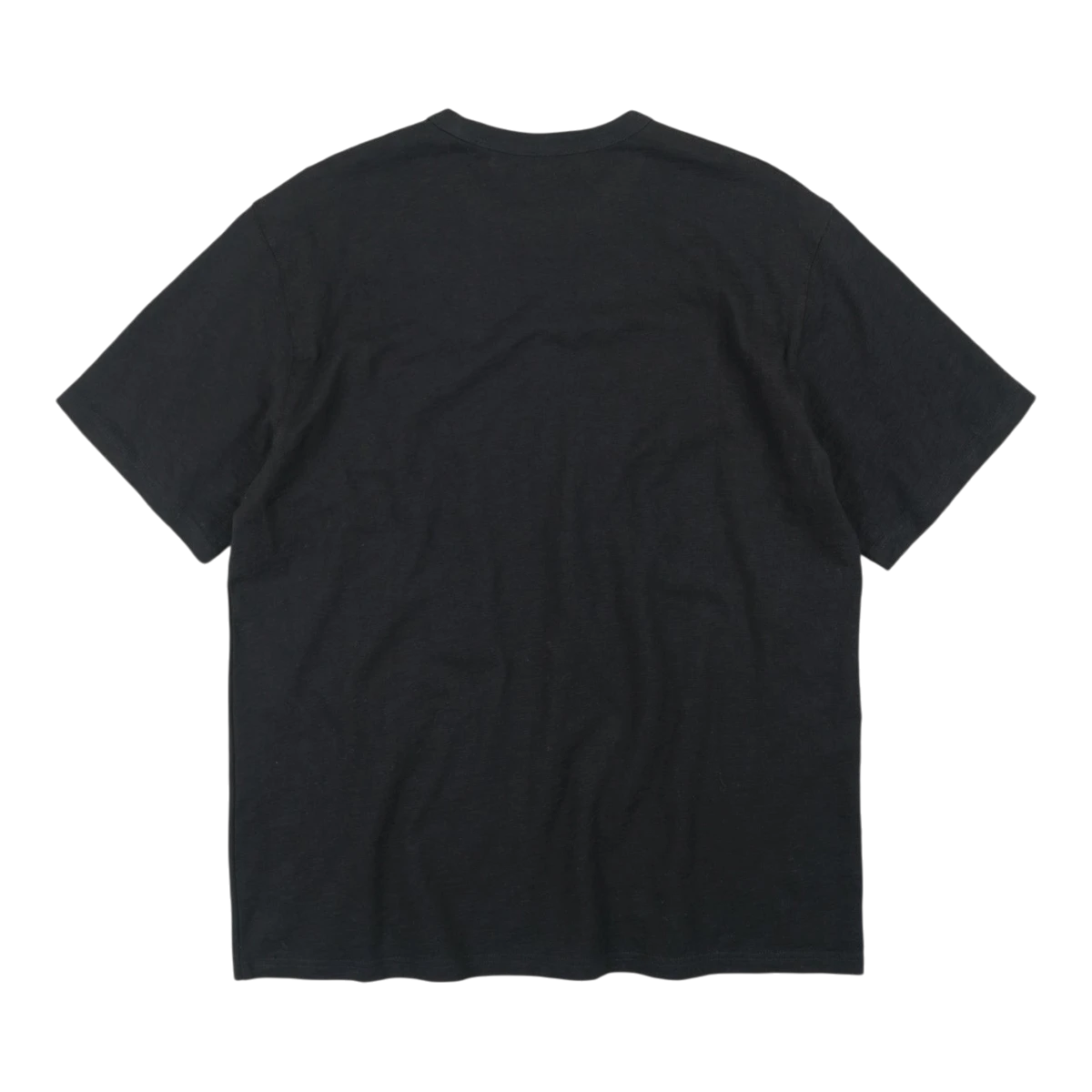 MILWORK black slub cotton crew neck t-shirt with short sleeves and a chest pocket.