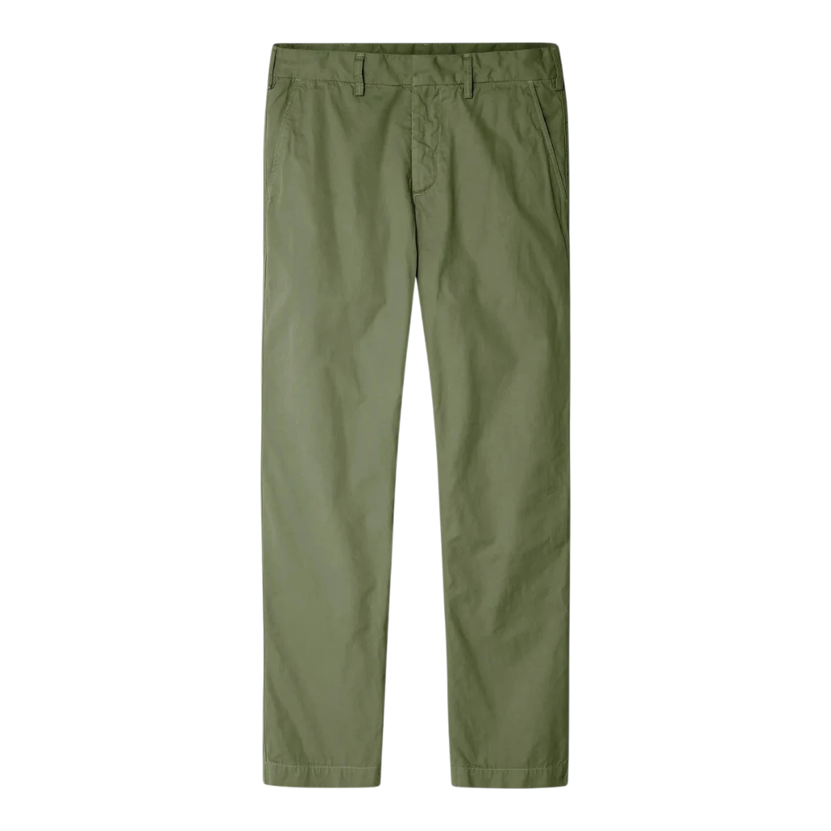 MILWORK green cotton twill chino pants with a straight leg fit and two back pockets.