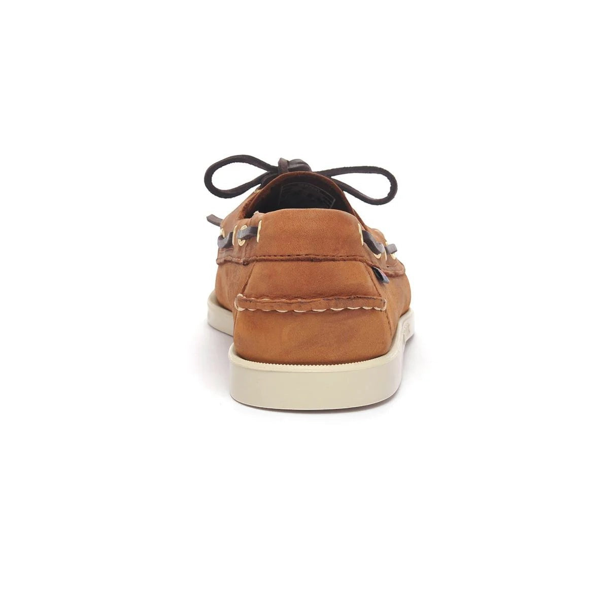 MILWORK Portland Artisan Texas Brown Tan leather boat shoe with decorative laces and non-slip sole.