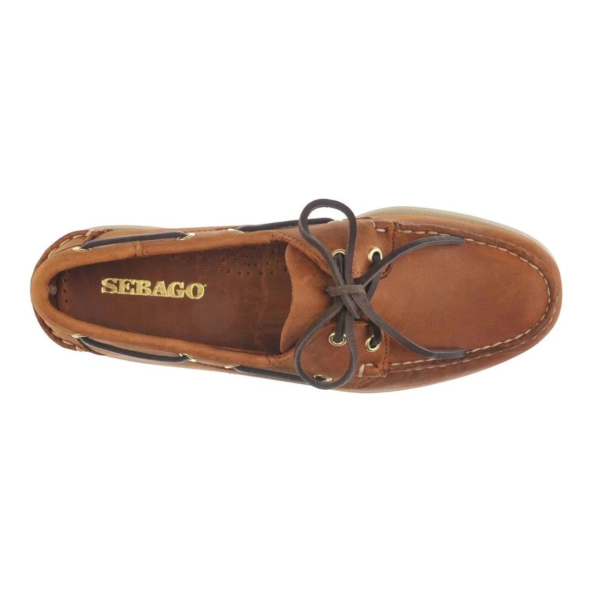 MILWORK Portland Artisan Texas Brown Tan leather boat shoes with decorative laces and non-slip sole.