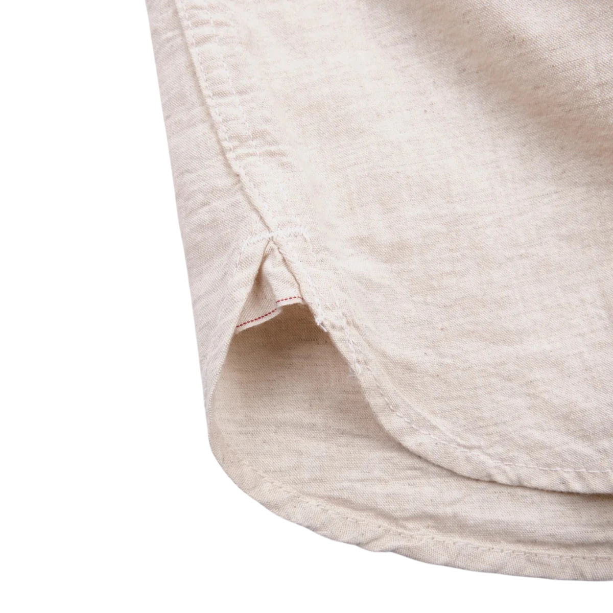 MILWORK sand calico western style shirt with cotton-linen blend and double needle stitching.