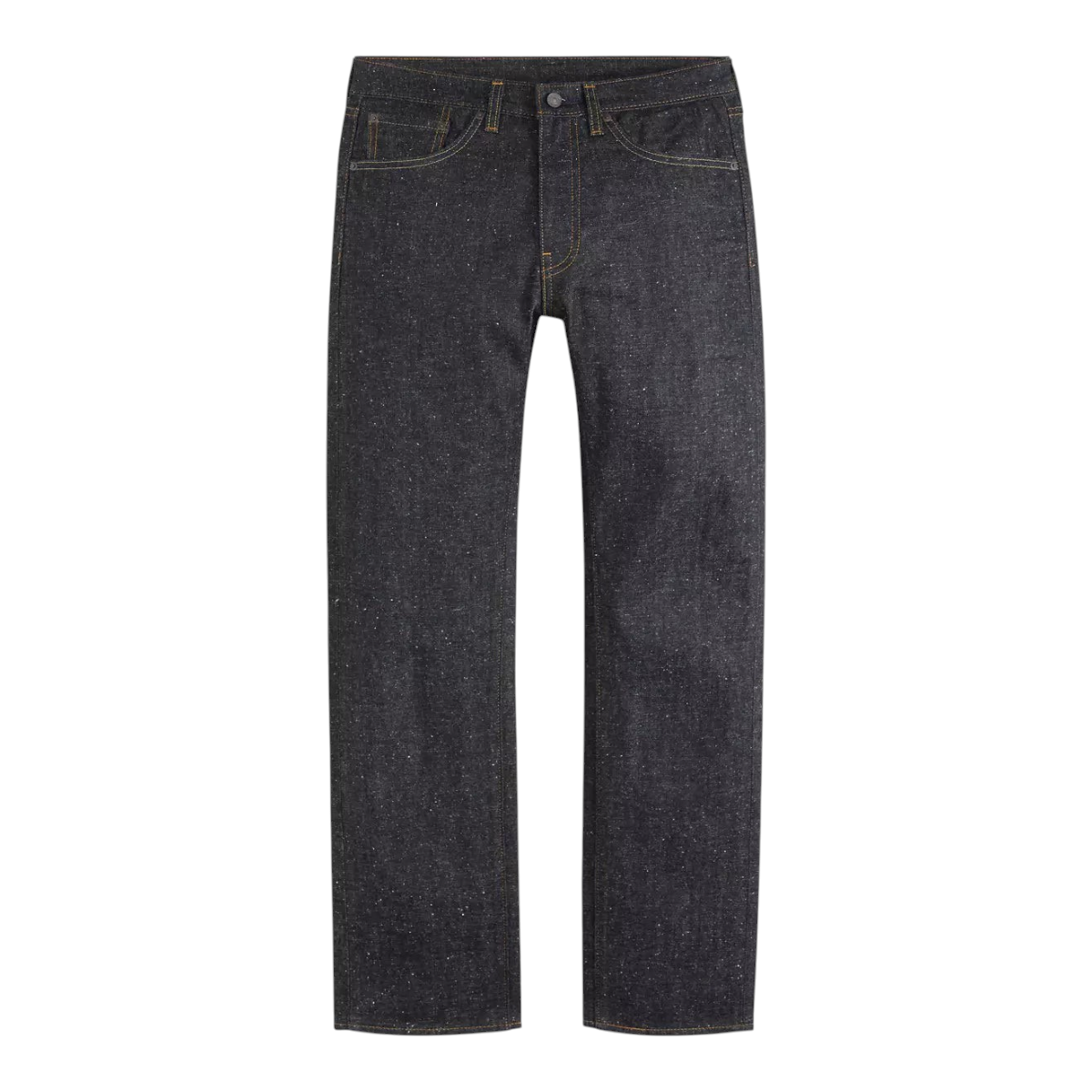 MILWORKS 505 regular fit jeans in dark wash neppy rigid selvedge denim with a classic straight leg cut