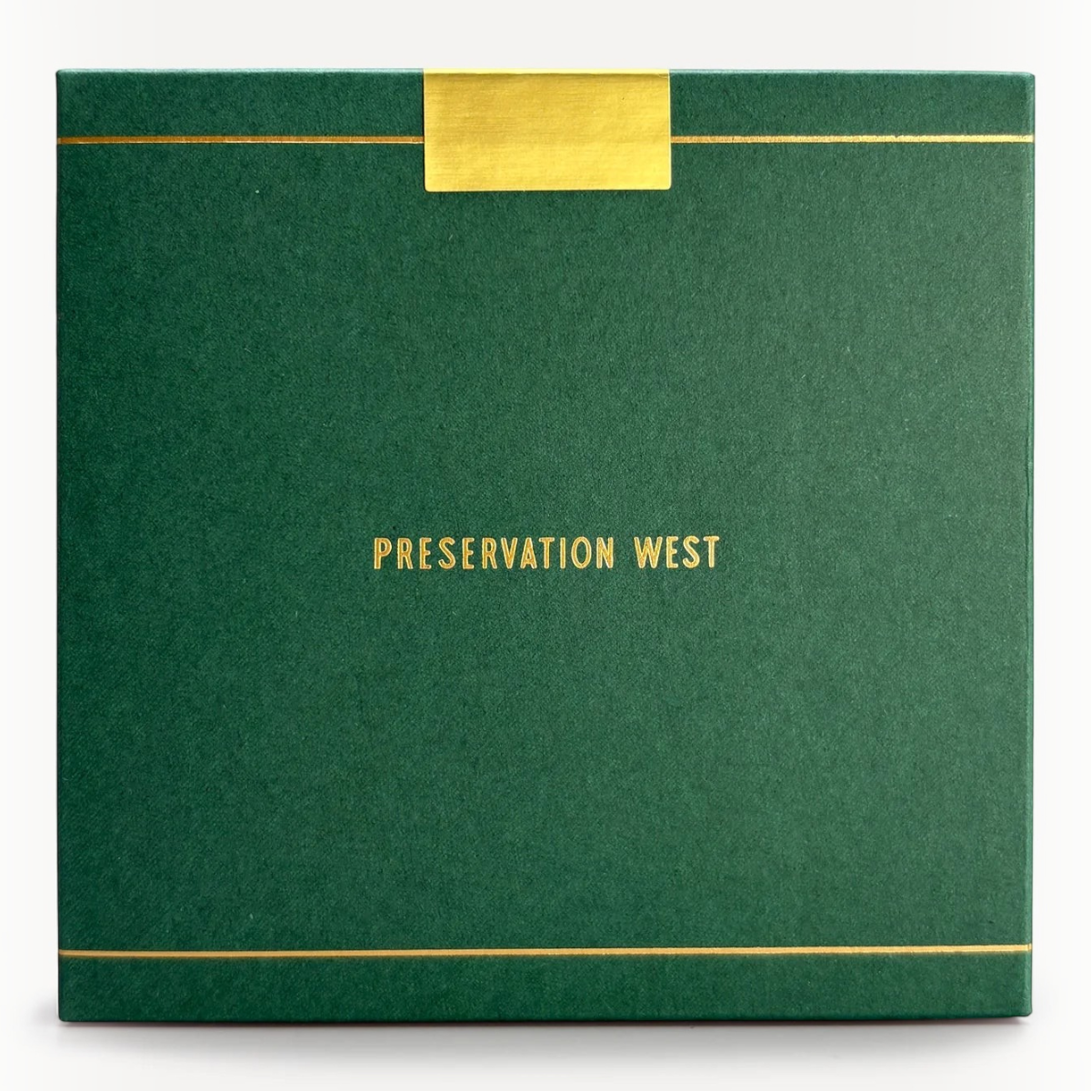 MILWORKS American Ash perfume box in dark green with gold foil lettering and trim