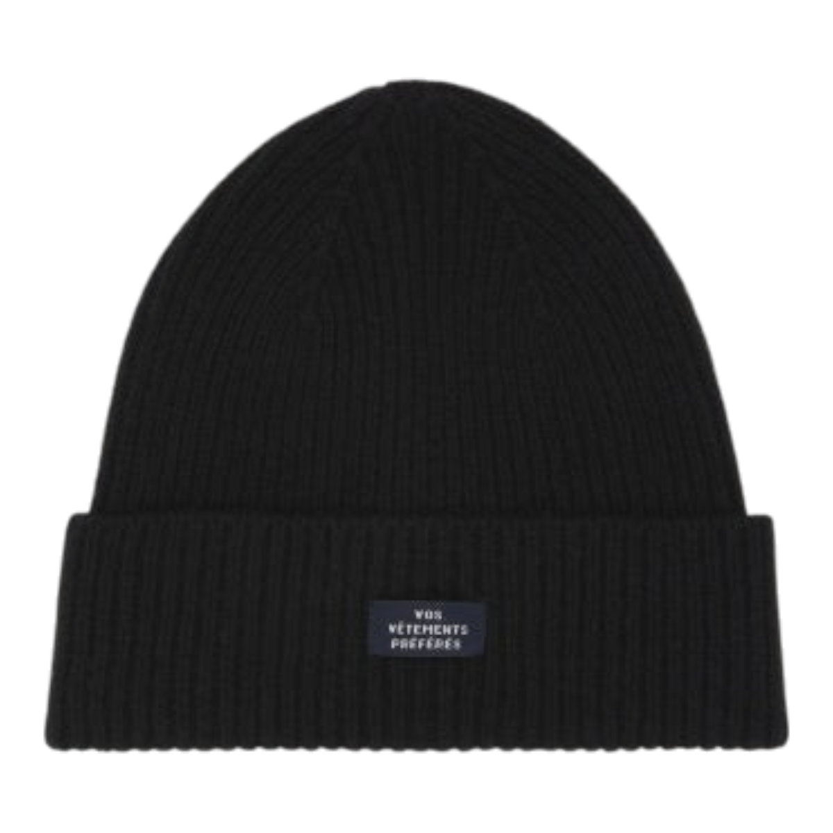 MILWORKS Le Mont St Michel Armand black ribbed beanie made from a soft wool and cashmere blend with a logo patch.