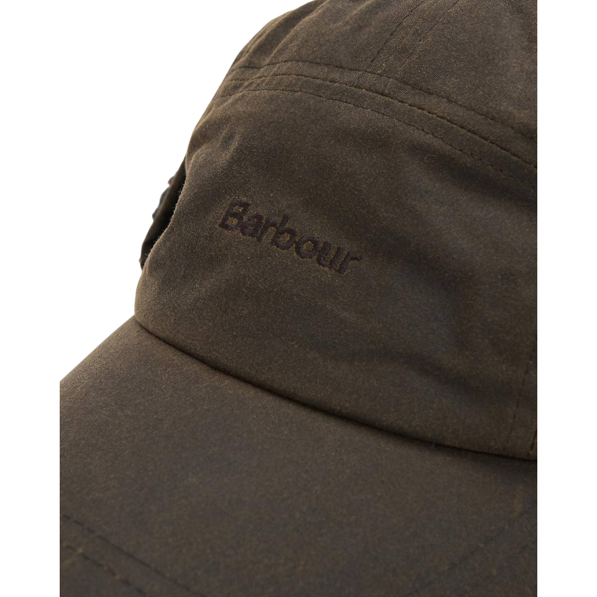MILWORKS Barbour Lonnen olive green waxed cotton carpenter cap with embroidered logo detail