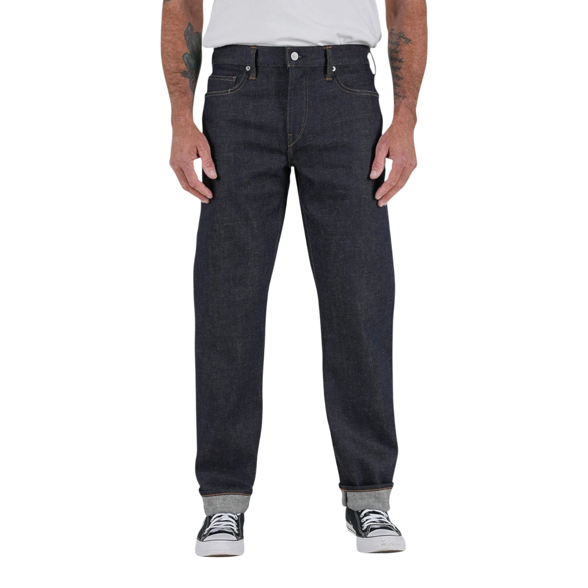 MILWORKS Barrel Classic Straight 14oz raw indigo Japanese stretch selvedge denim jeans with a mid-rise fit.