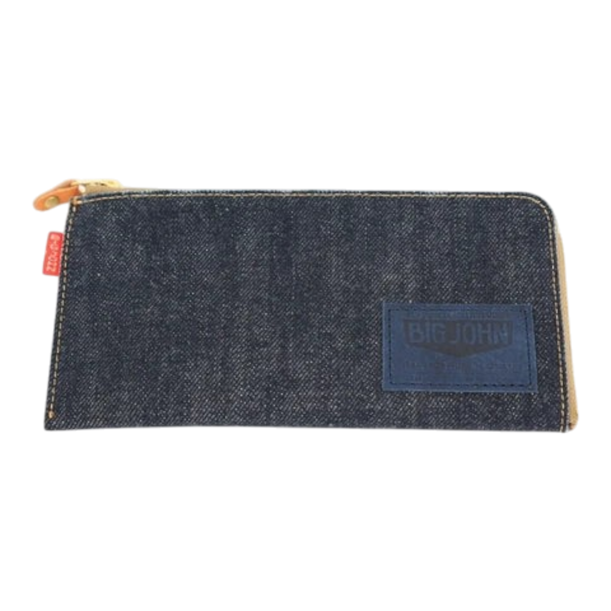 MILWORKS Big John long L-zip wallet made from indigo Okayama denim and Italian deerskin with a side zipper closure
