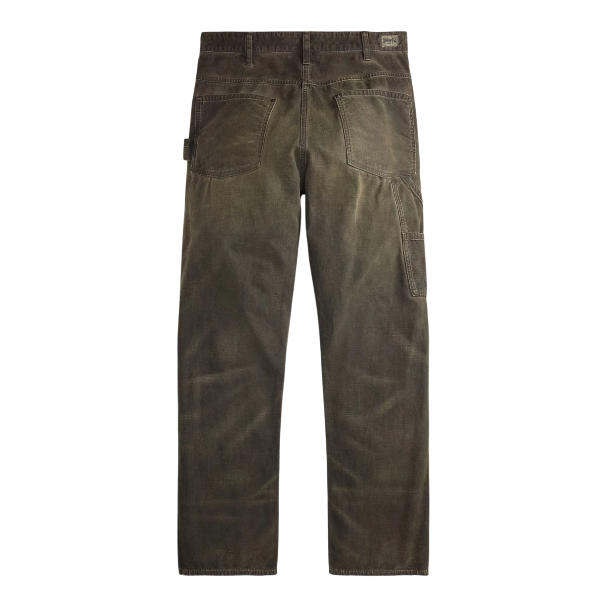 MILWORKS Engineer Fit black Japanese cotton canvas carpenter pants with reinforced knees and tool pockets. Heavily washed for a timeworn look.
