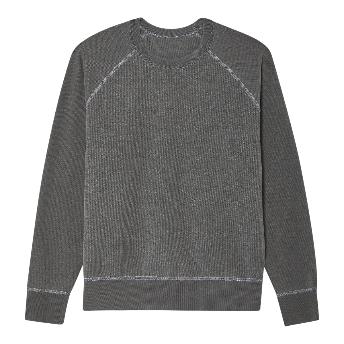 MILWORKS black crew neck sweatshirt in 100% cotton twill back terry fabric with raglan sleeves