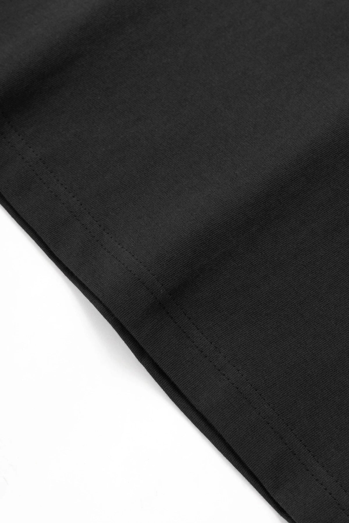 Close-up of the MILWORKS 7.5oz Archive Tee in black, showing the high-quality 100% organic cotton fabric texture.