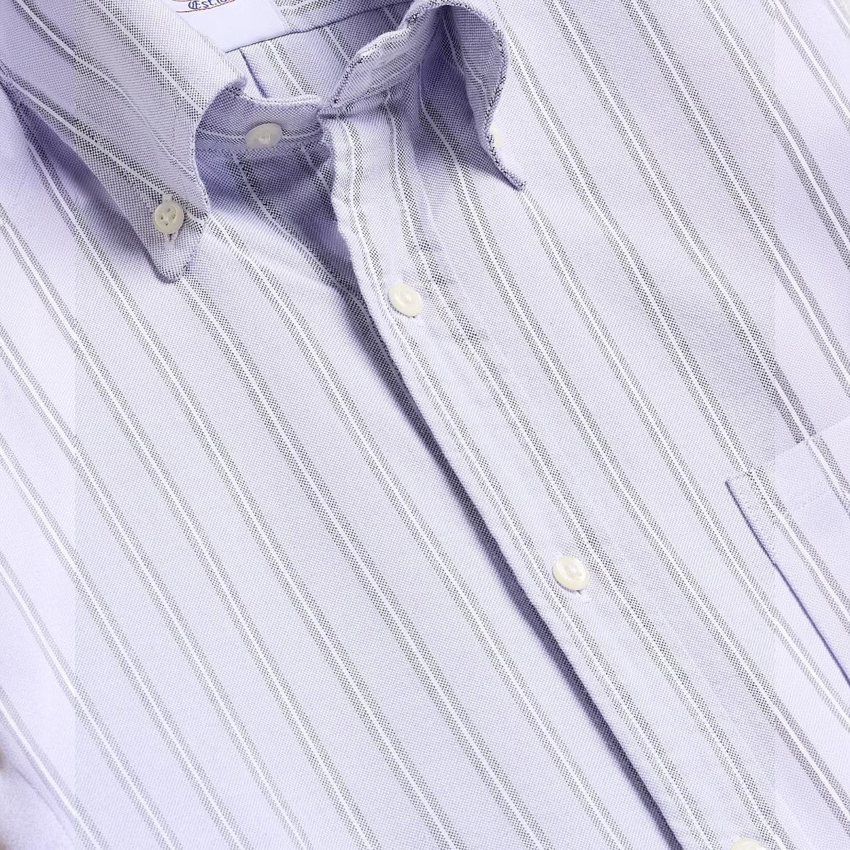 MILWORKS Brooks Brothers lavender striped oxford shirt with a button-down collar and front button placket