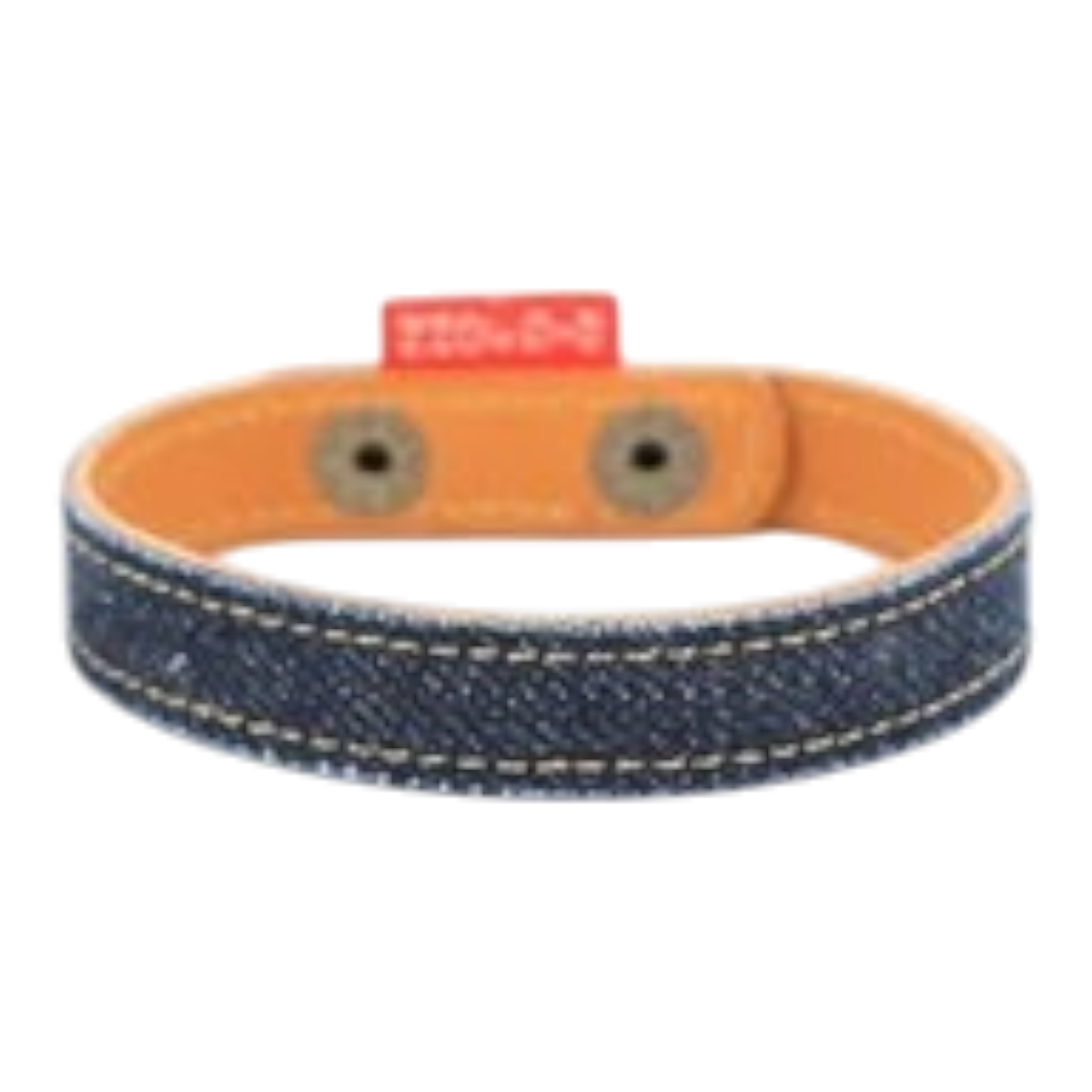 MILWORKS handcrafted indigo denim and brown Italian leather bracelet with snap button closure