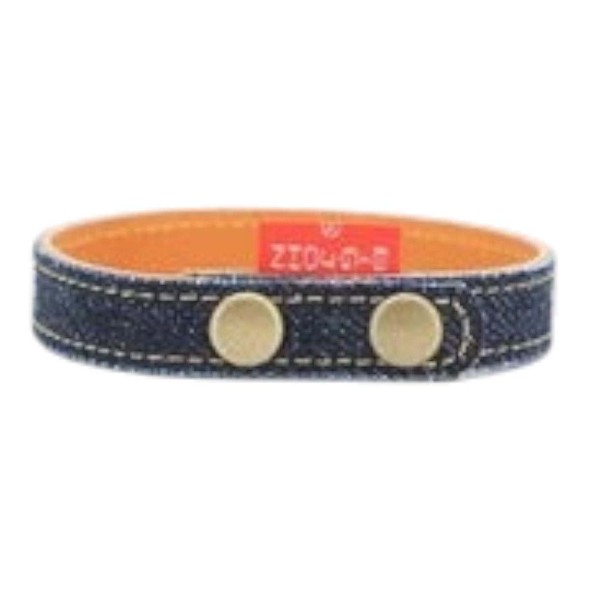 MILWORKS Big John indigo denim and brown Italian leather bracelet with brass snap buttons