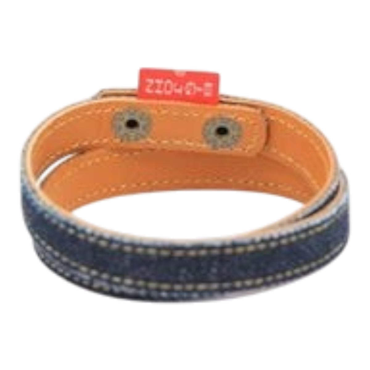 MILWORKS handcrafted double wrap bracelet made from indigo Okayama denim and brown Italian leather with snap closure