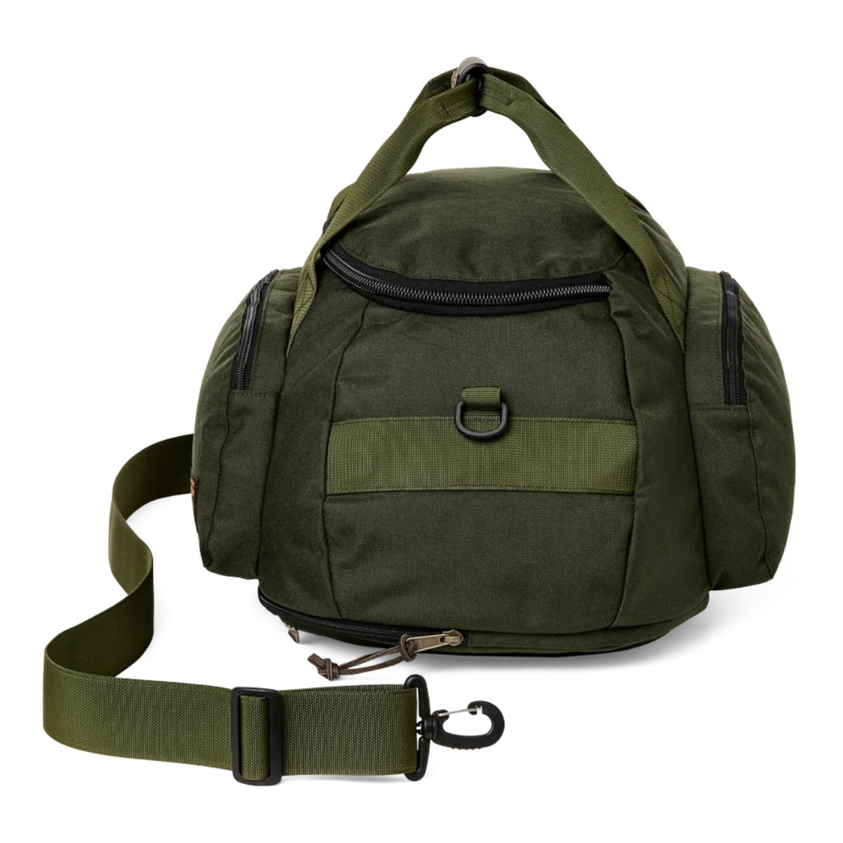 MILWORKS Dryden Duffle Pack in otter green 1000D nylon with U-shaped zipper, webbing handles, and detachable shoulder strap.