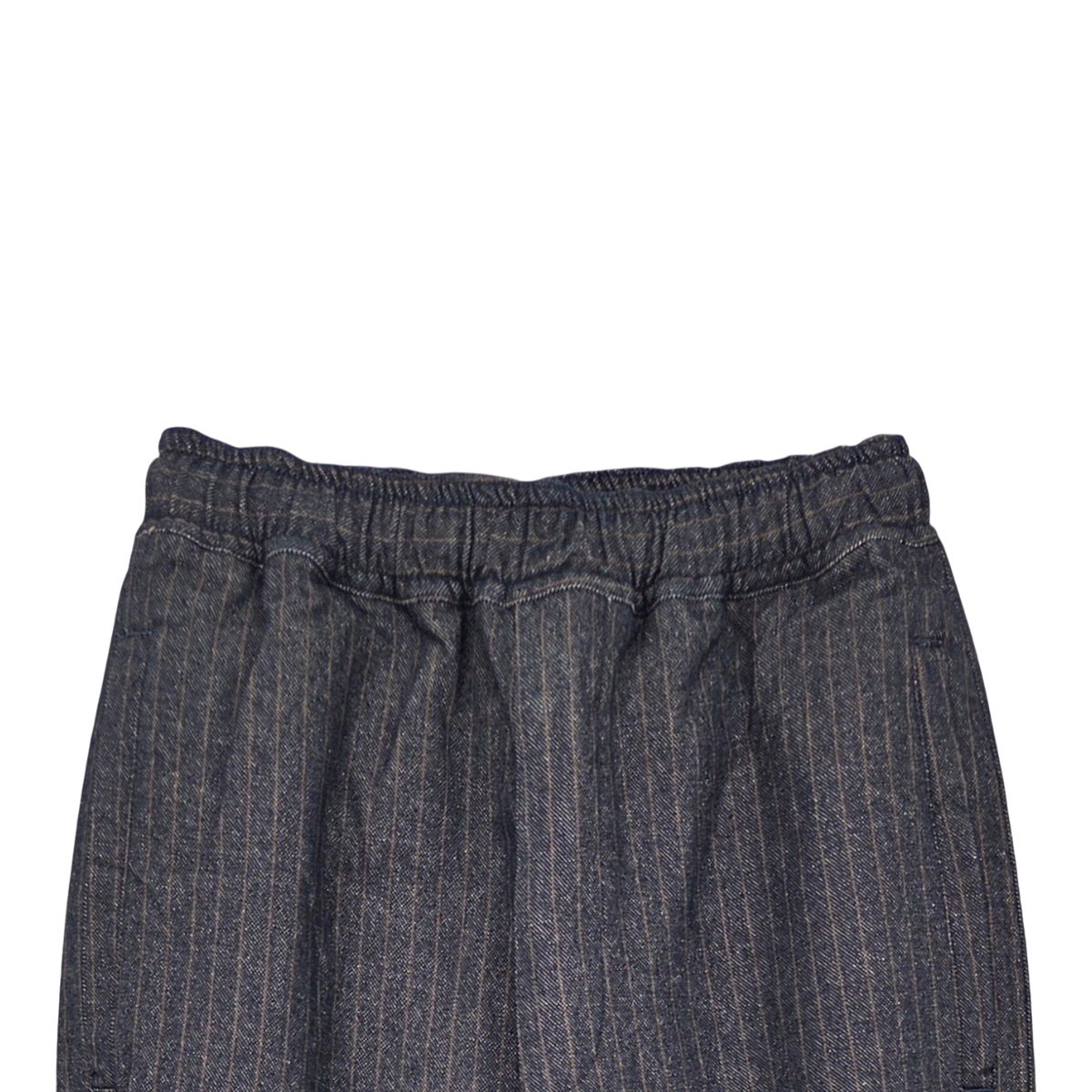MILWORKS East Harbour Surplus pinstriped trousers in dark blue with an elasticated waistband, made in Italy.