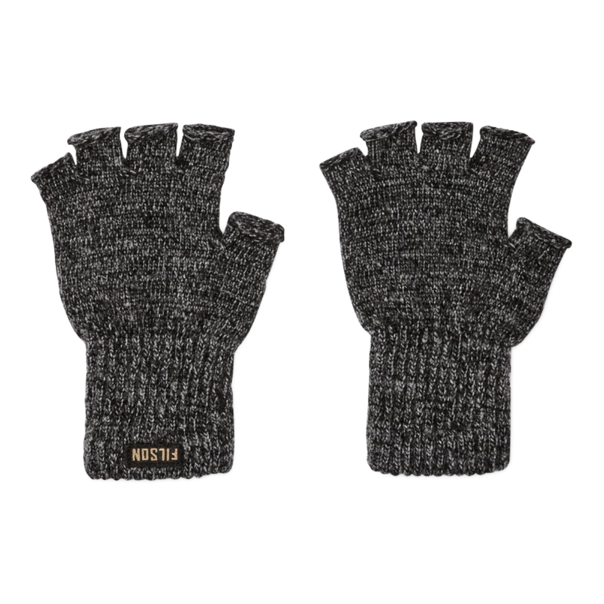 MILWORKS Filson charcoal ragg-wool fingerless knit gloves with rib-knit cuffs and brand patch