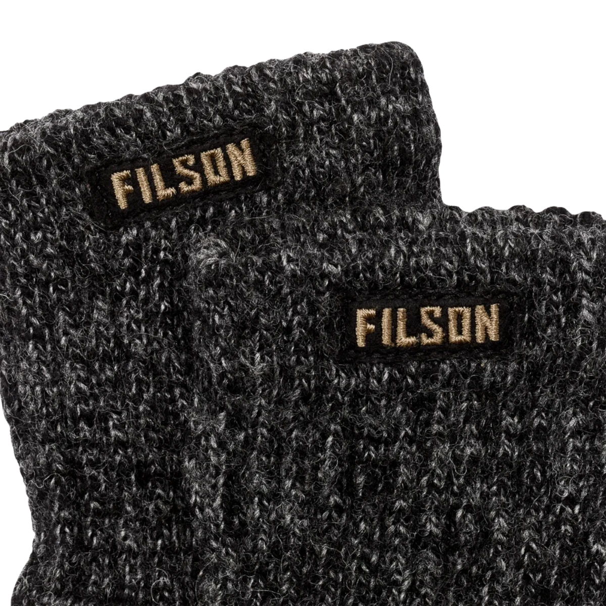 MILWORKS Filson charcoal ragg-wool fingerless knit gloves with ribbed cuffs and branded patch detail
