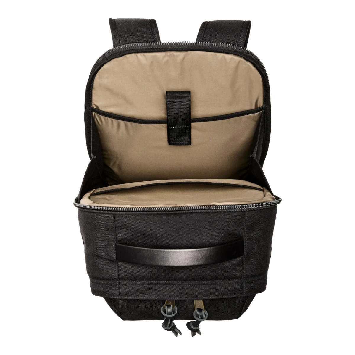 MILWORKS Filson Dryden black Cordura nylon backpack with open main compartment and padded laptop sleeve