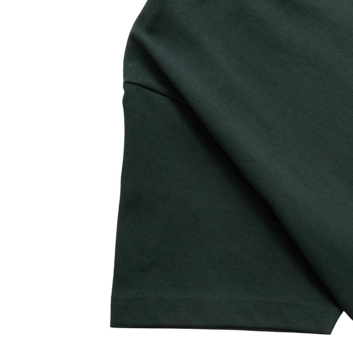 MILWORKS forest green 10oz organic cotton heavyweight t-shirt sleeve detail