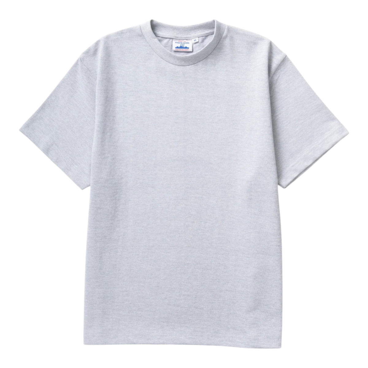 MILWORKS Power Goods 10oz heavyweight organic cotton t-shirt in heather grey with a reinforced ribbed neckline.
