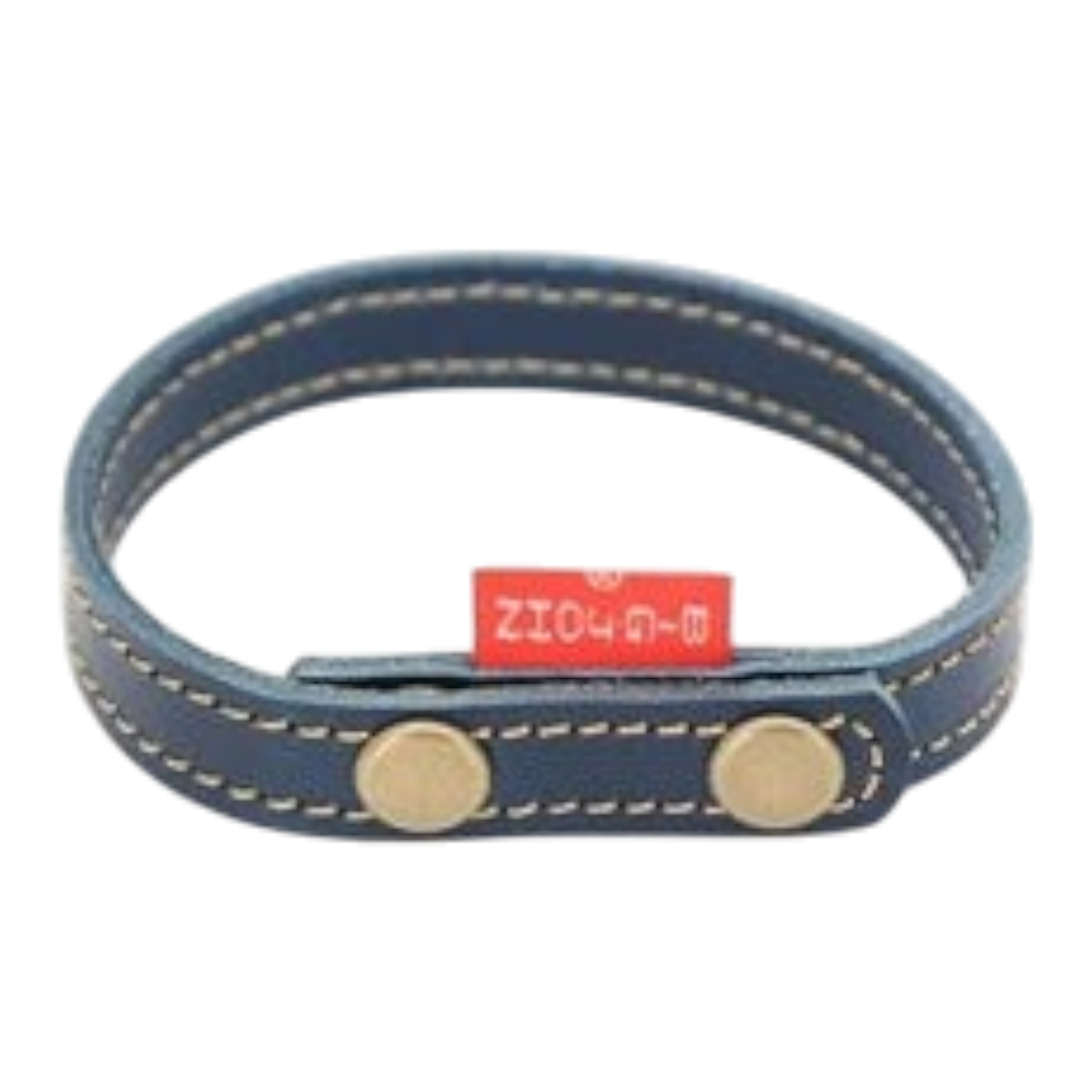 MILWORKS Big John indigo full-grain leather bracelet with contrast stitching and brass snap buttons
