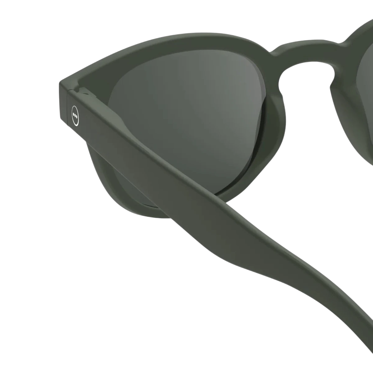 MILWORKS #C sunglasses in kaki green with a soft-touch matte finish and retro square-pantos frame design.