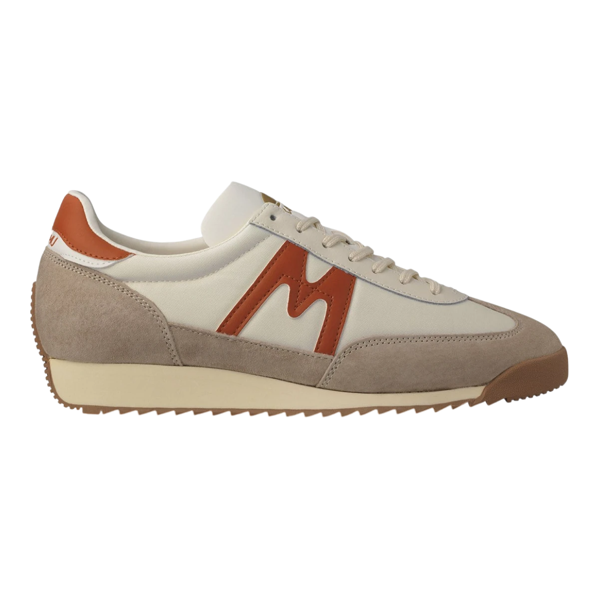 MILWORKS Karhu Mestari OG sneaker in silver lining and rooibos featuring suede overlays and iconic M logo side detail