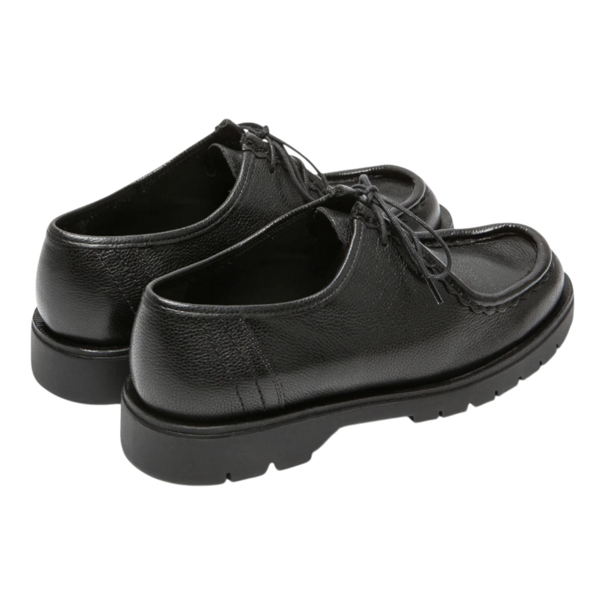 MILWORKS Kleman Padror G VGT black grained leather derby shoes with lace-up closure and durable rubber outsoles.