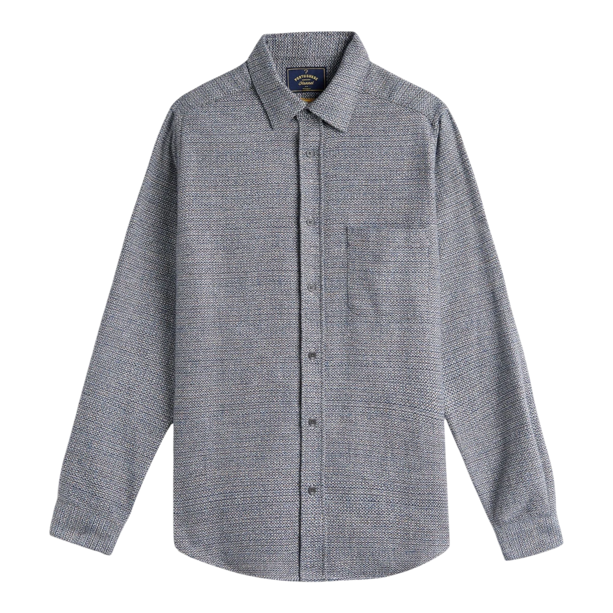 MILWORKS Magson blue flannel shirt in 100% cotton with mother of pearl buttons and a chest pocket