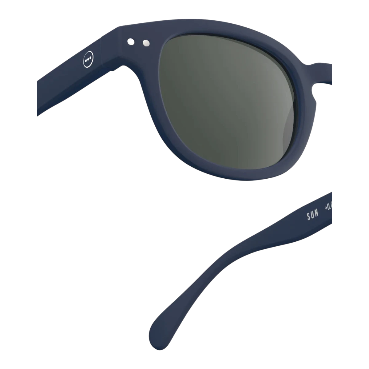 MILWORKS Sunglasses #C in navy blue with a soft-touch matte finish and grey lenses, featuring a bold unisex frame.